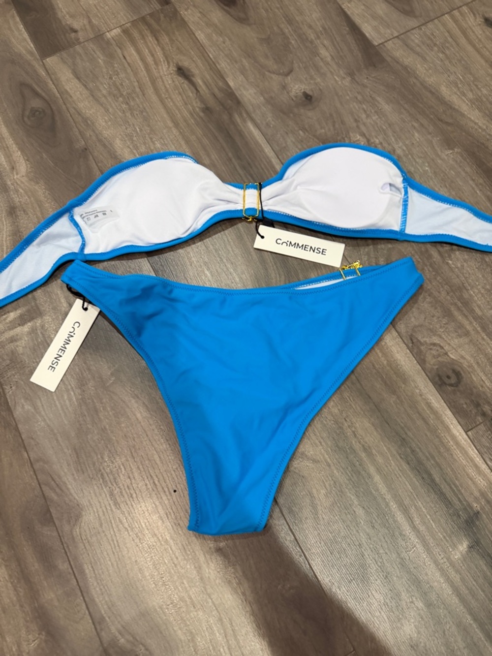 Commense Bright Blue Bandeau Bikini with Gold Hardware - Picture 5 of 11